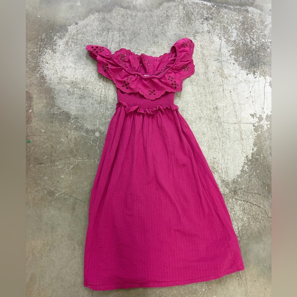 River Island Fuchsia Dress with Ruffles maxi